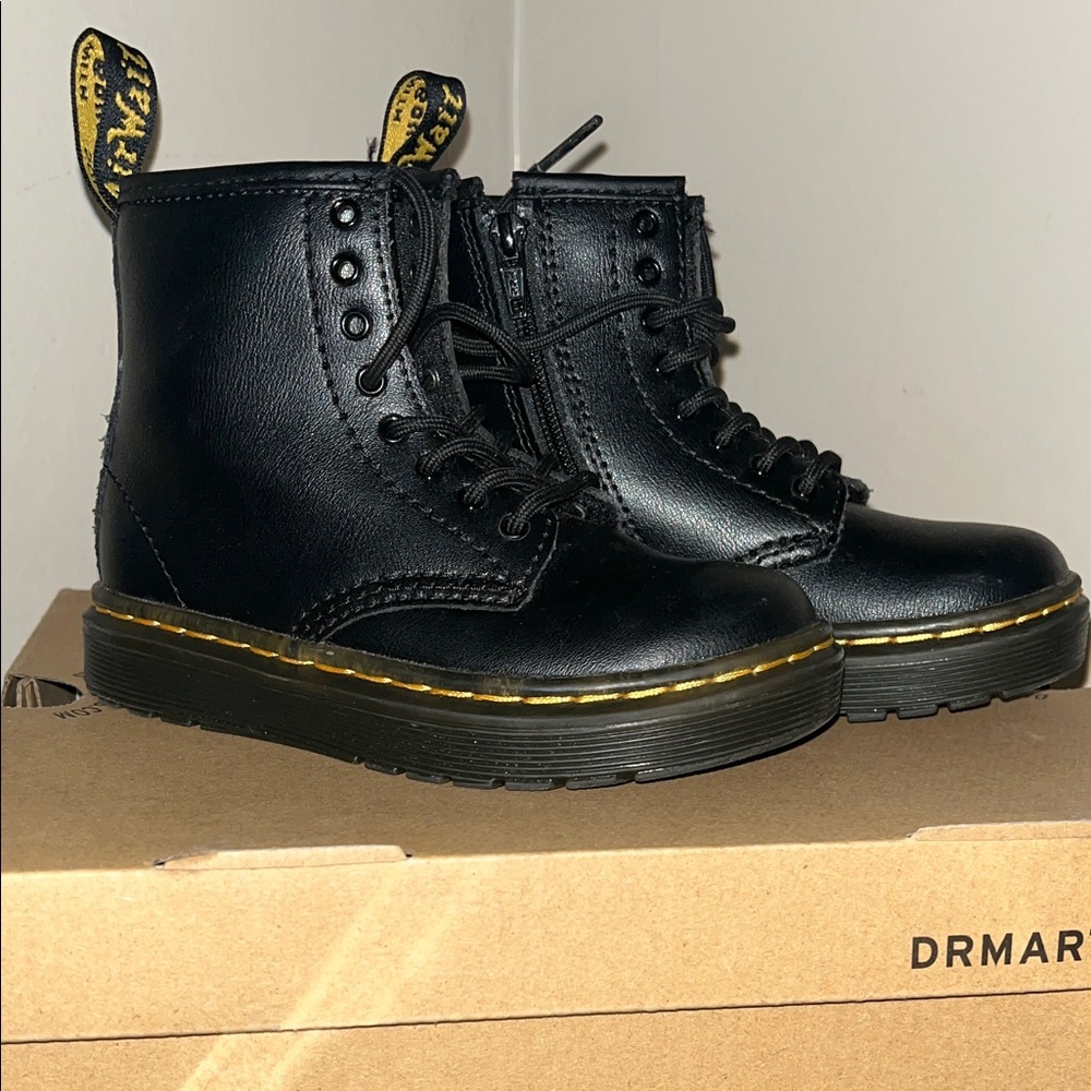 Dr. Martens Black Boots with Yellow Accents